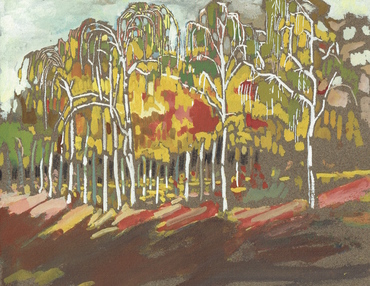 Фондация „Цанко Лавренов” инв. № 357	 Из Борисовата градина, 1928-1929	 Гваш, кафява хартия, 19х19,6 см	 Подпис долу ляво